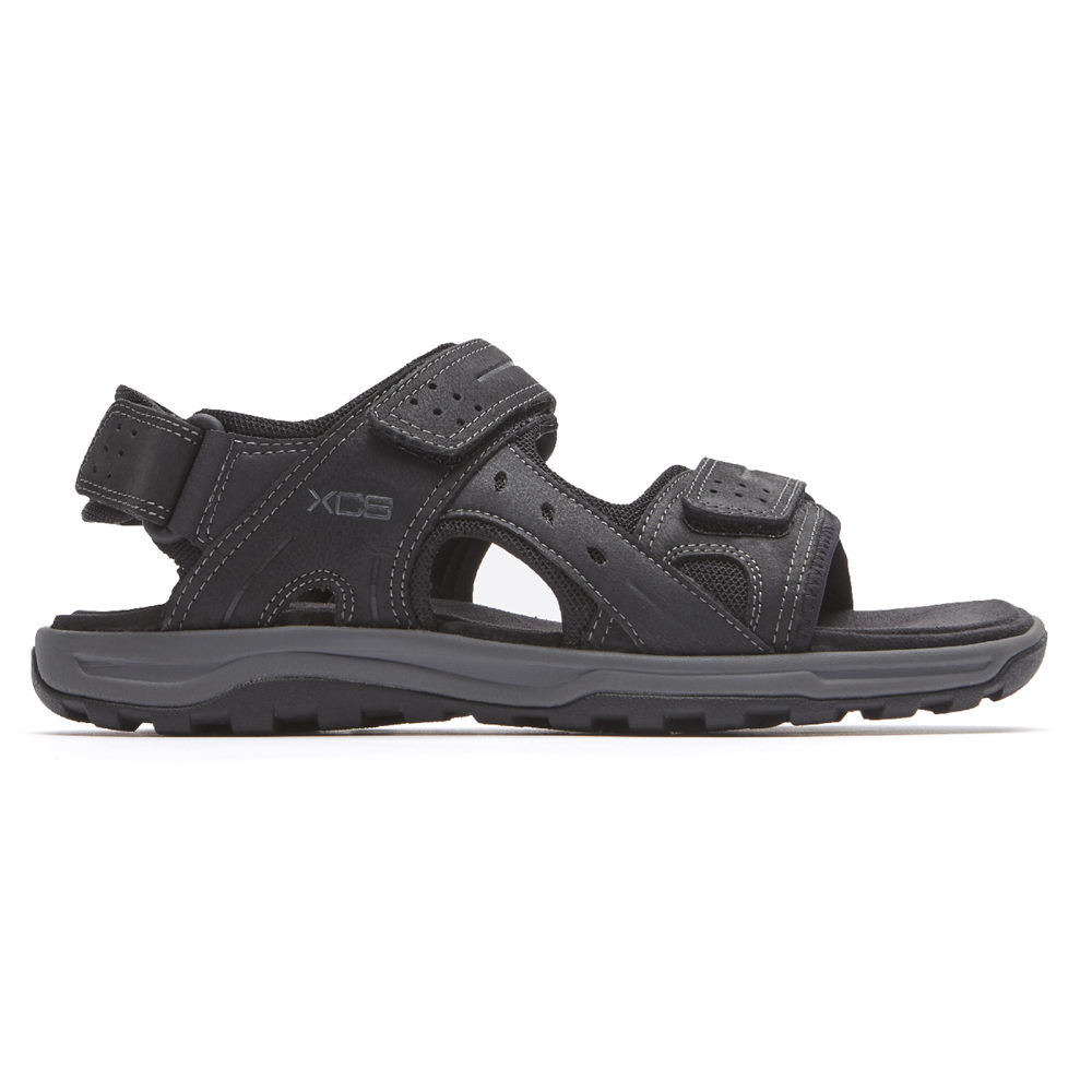 Sandalias Rockport Hombre Mexico - Trail Technique Adjustable Velcro Negros - ZKSVO1843